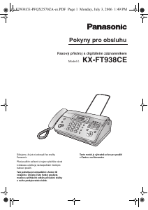 Manuál Panasonic KX-FT938CE Fax