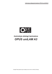 Handleiding Opus uniLAM A3 Lamineermachine