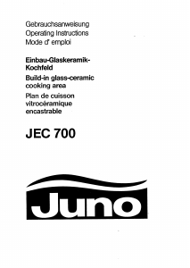 Mode d’emploi Juno JEC700W Table de cuisson