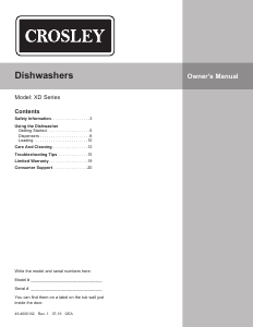 Manual de uso Crosley XDT500PSPSS Lavavajillas