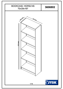 Руководство JYSK Horsens (70x197x30) Книжная полка