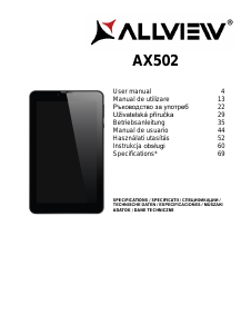 Használati útmutató Allview AX 502 Táblagép