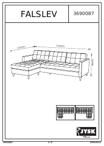 Rokasgrāmata JYSK Falslev (219x80x151) Dīvāns