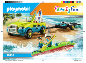 Manuale Playmobil set 70436 Leisure Auto da spiaggia con rimorchio per canoa