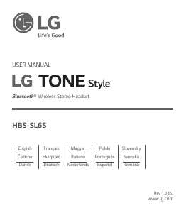 Használati útmutató LG HBS-SL6S Tone Style Mikrofonos fejhallgató