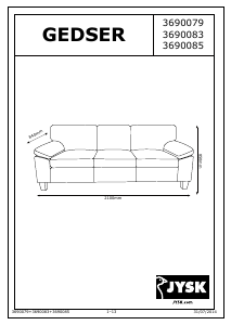 Manual JYSK Gedser (210x85x84) Canapea