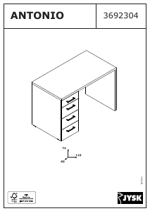 Brugsanvisning JYSK Antonio (110x74x60) Skrivebord