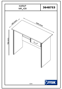 Bruksanvisning JYSK Karup (100x75x40) Skrivebord