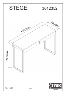 Mode d’emploi JYSK Stege (120x75x40) Bureau