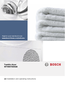 Manual Bosch WTW87560GB Dryer