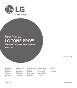 Bruksanvisning LG HBS-780 Tone Pro Headset