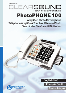 Mode d’emploi Geemarc PhotoPhone 100 Téléphone