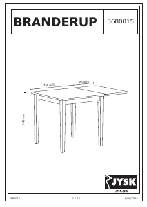 Handleiding JYSK Branderup (75x75) Eettafel