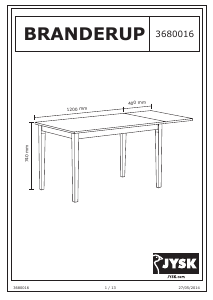 Mode d’emploi JYSK Branderup (75x120) Table de salle à manger