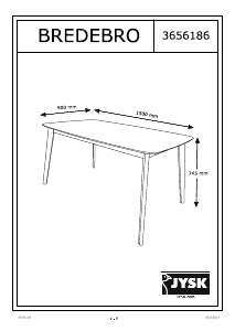 説明書 JYSK Bredebro (90x150x75) ダイニングテーブル