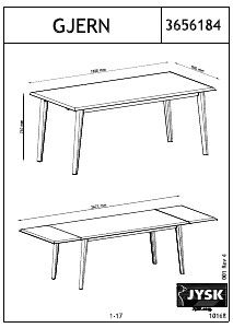 Manuale JYSK Gjern (90x180/270x75) Tavolo da pranzo