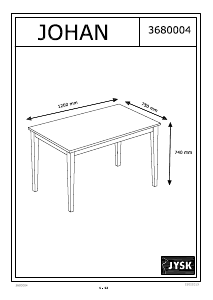 Návod JYSK Johan (120x74x75) Jedálenský stôl