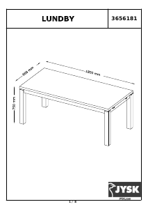 Руководство JYSK Lundby (90x180x75) Обеденный стол