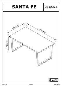 Manual JYSK Santa Fe (90x160x73) Masă bucătărie