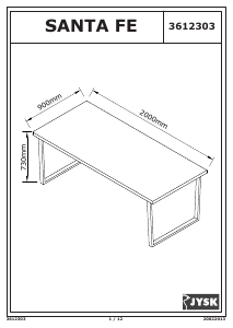 Manuale JYSK Santa Fe (90x200x73) Tavolo da pranzo