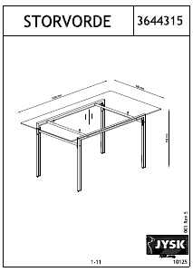 मैनुअल JYSK Storvorde (90x160x74) डाईनिंग टेबल