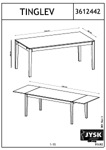 Käyttöohje JYSK Tinglev (90x180/270x75) Ruokapöytä