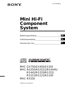 Manuale Sony MHC-RG222 Stereo set