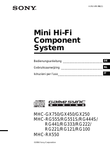 Bedienungsanleitung Sony MHC-RG221 Stereoanlage
