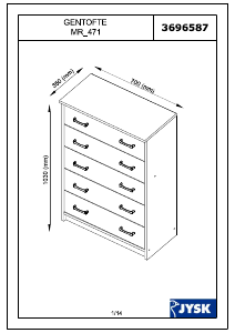 Manuale JYSK Gentofte (70x103x35) Cassettiera