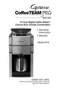 Manual Capresso 488 Coffee Machine