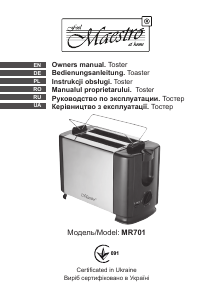 Manual Maestro MR701 Toaster