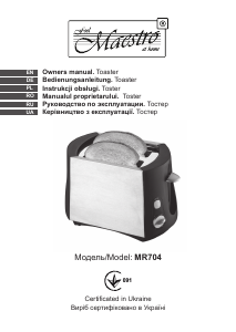 Manual Maestro MR704 Toaster