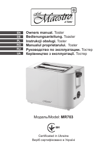 Manual Maestro MR703 Toaster