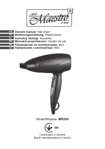 Manual Maestro MR209 Hair Dryer