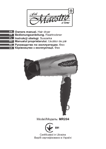 Manual Maestro MR204 Hair Dryer