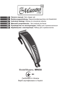 Manual Maestro MR650 Hair Clipper