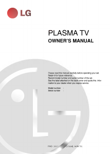 Bruksanvisning LG 50PX4D Plasma TV