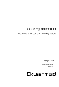 Manual Kleenmaid RHUC91 Cooker Hood