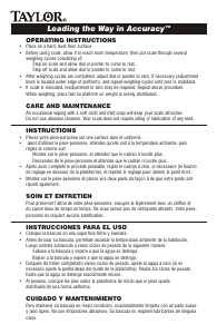 Handleiding Taylor 2004B Weegschaal