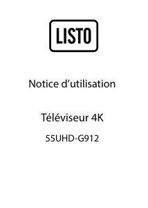 Mode d’emploi Listo 55UHD-G912 Téléviseur LED