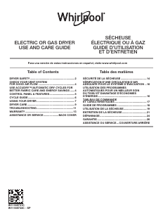 Mode d’emploi Whirlpool WED4950HW Sèche-linge