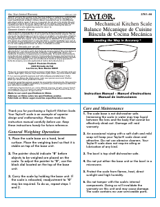 Manual Taylor 3701KL Kitchen Scale
