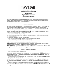 Mode d’emploi Taylor 3804-44 Balance de cuisine