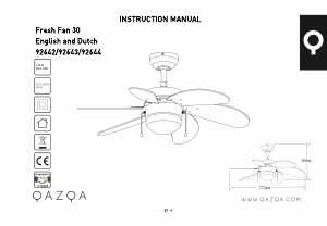 Handleiding Qazqa 92644 Fresh 3 Plafondventilator