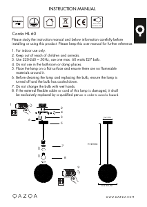 Mode d’emploi Qazqa 89780 Corda Lampe