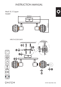 Manual Qazqa 92289 Mesh Candeeiro