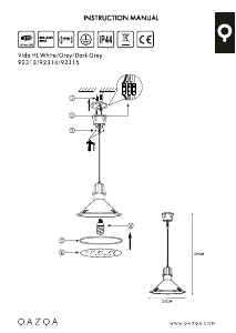 説明書 Qazqa 92314 Vida ランプ