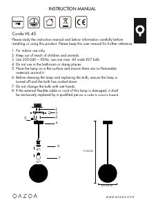 Bruksanvisning Qazqa 92966 Corda 45 Lampa