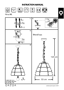 Mode d’emploi Qazqa 93600 Niro Lampe