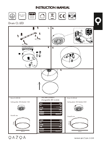 説明書 Qazqa 93872 Drum LED ランプ